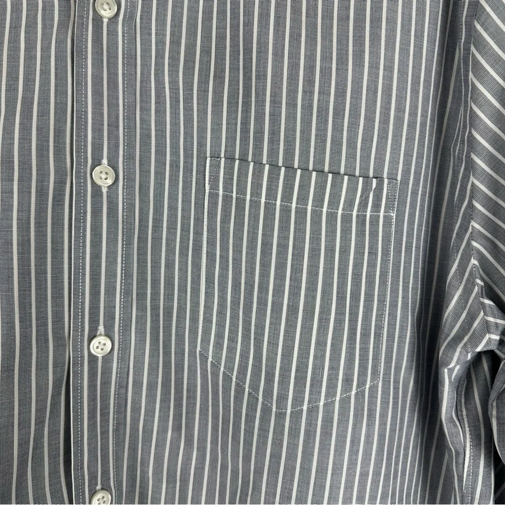 J.Crew Men’s Gray White Stripe Long Sleeve Button Up 100% Cotton Shirt Large